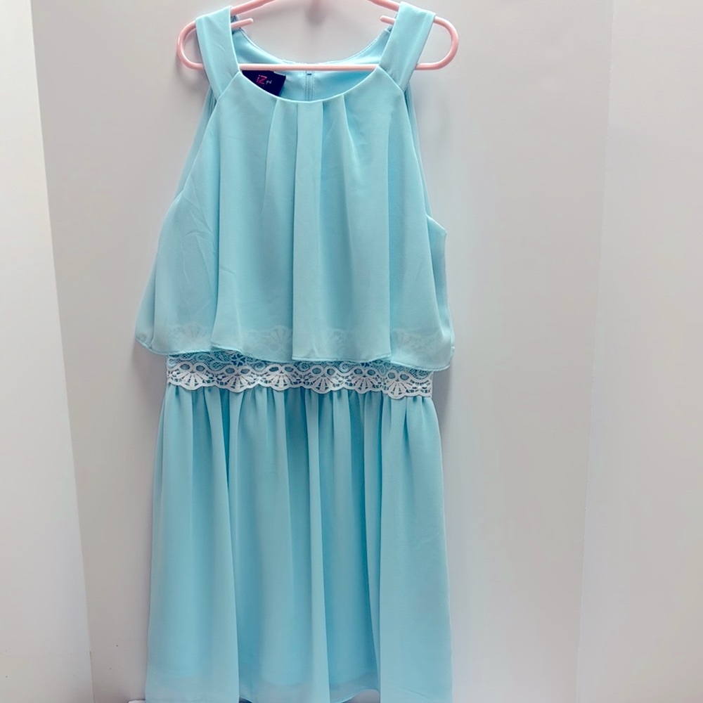 Xhilaration Green and Blue Tiered Embellished Halter Sundress.